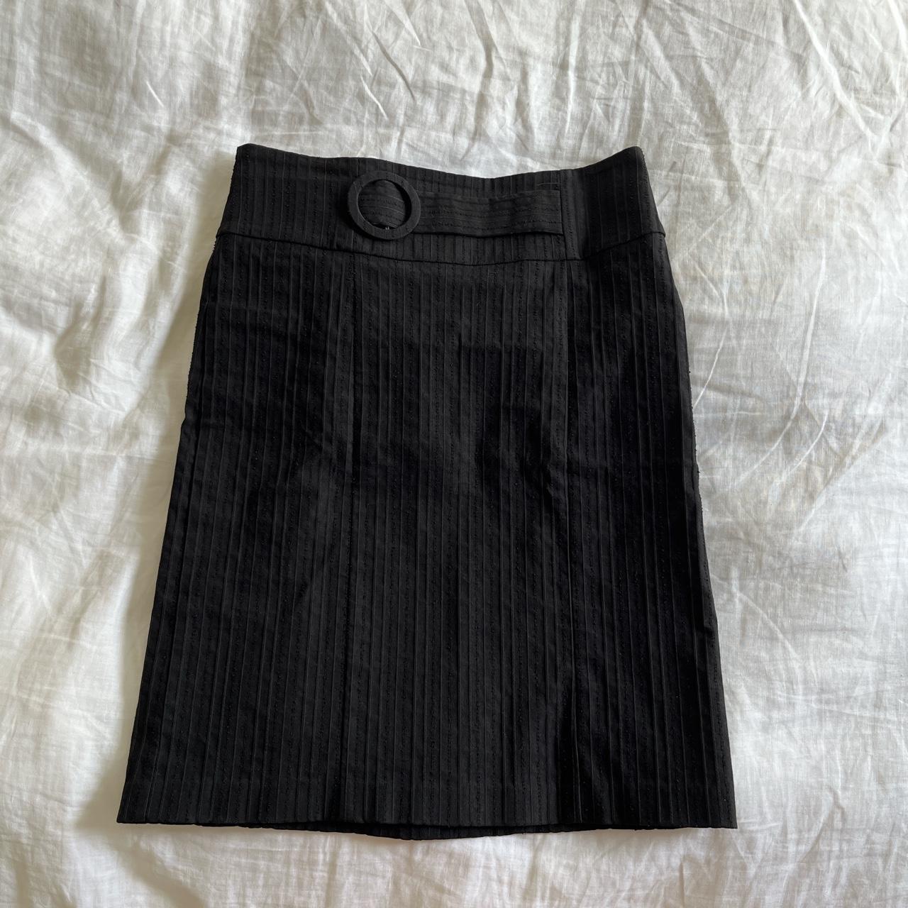 vintage 2000s jacquie black midi skirt belt... - Depop