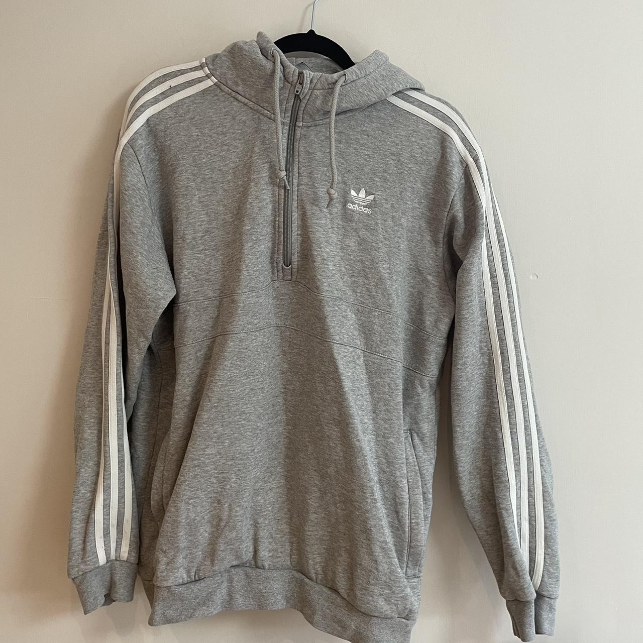 Adidas originals grey zip hoodie // Size M //... - Depop