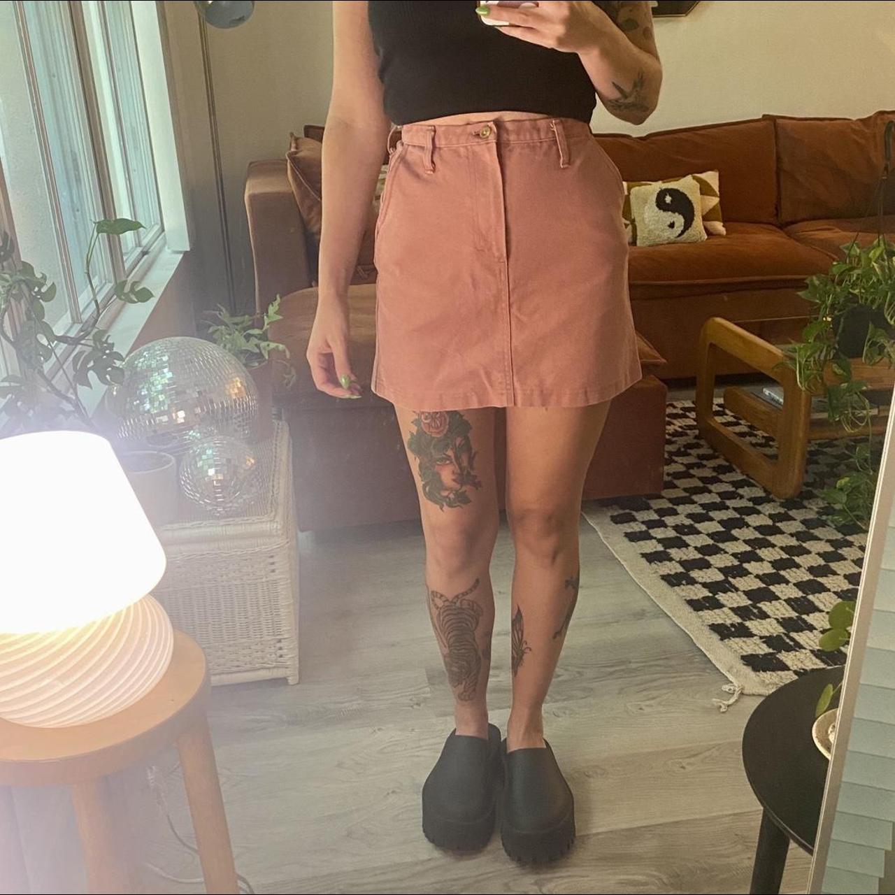 Dusty pink denim clearance skirt