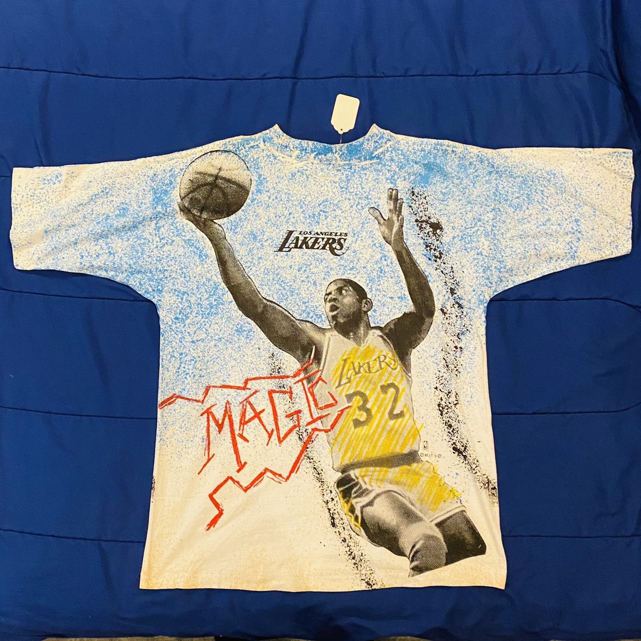 Vintage NBA All Over Print Magic Johnson Los Angeles Lakers Tee Shirt