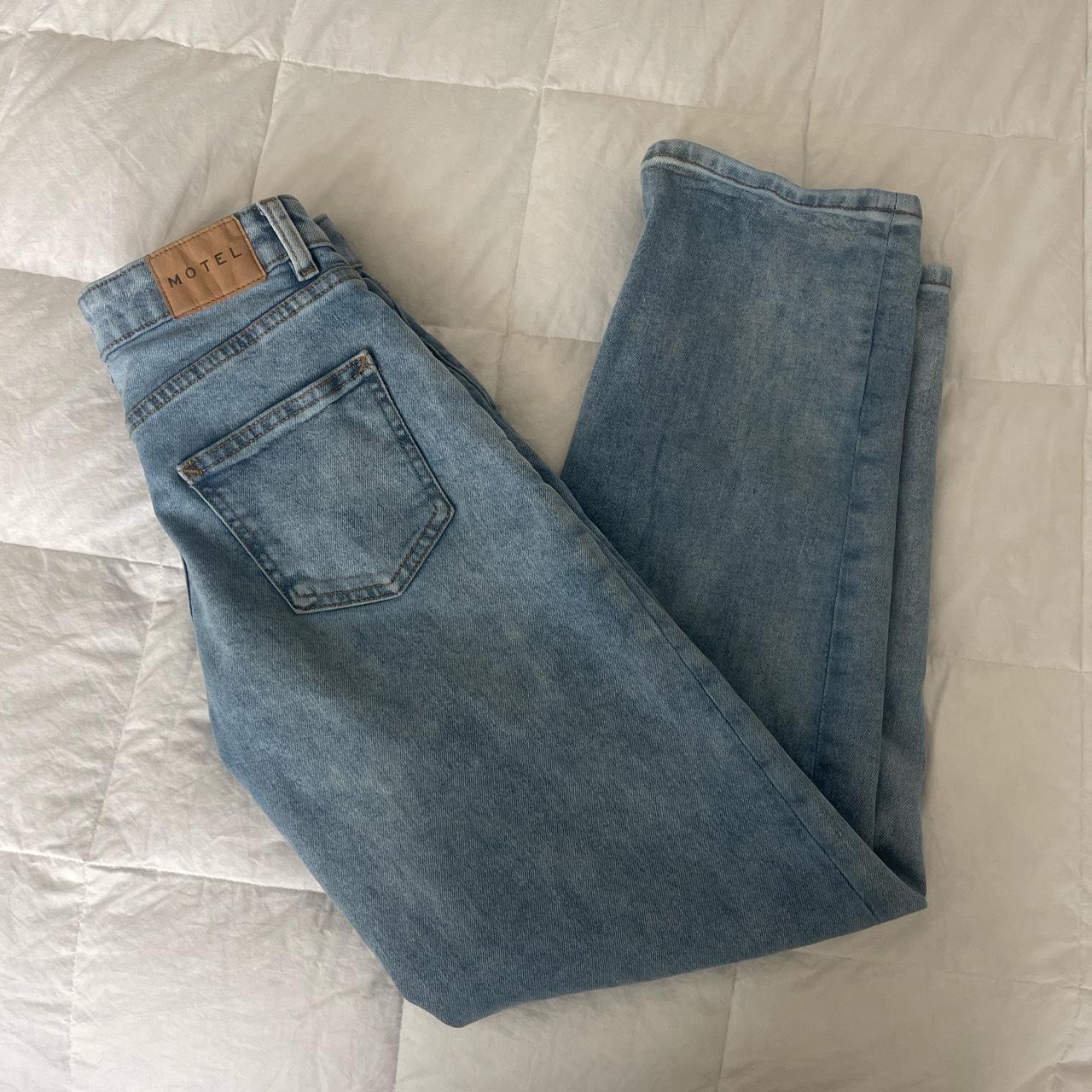 MOTEL Jeans light wash, low rise, 90s fit 2 minor... - Depop