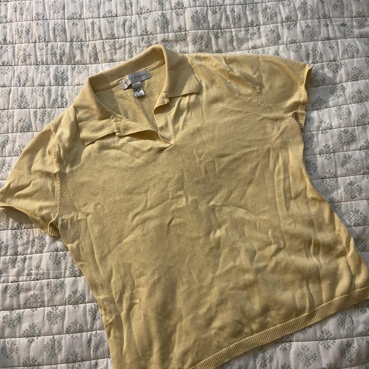 vintage pastel yellow top with size: Depop