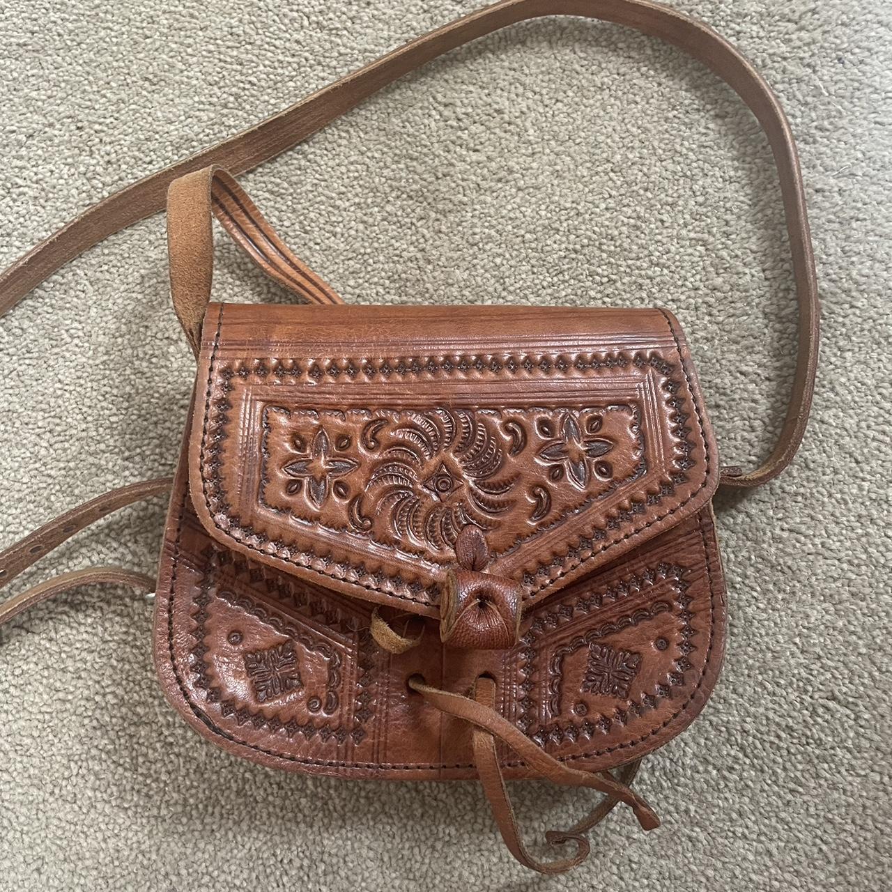 Gorgeous boho Spanish brown leather bag, adjustable... - Depop