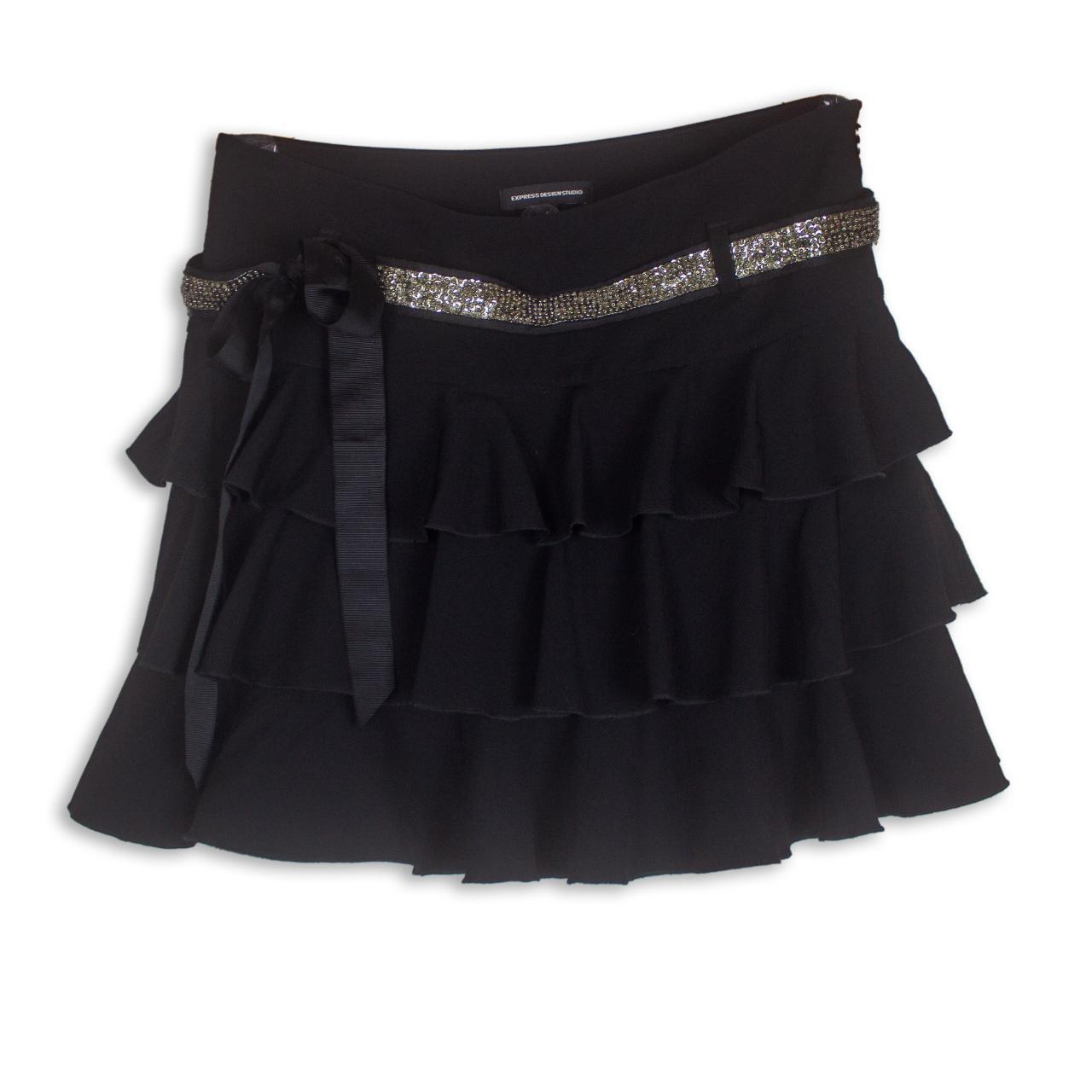 Vintage Y2k Ruffle Ballet Core Skirt with Satin... - Depop
