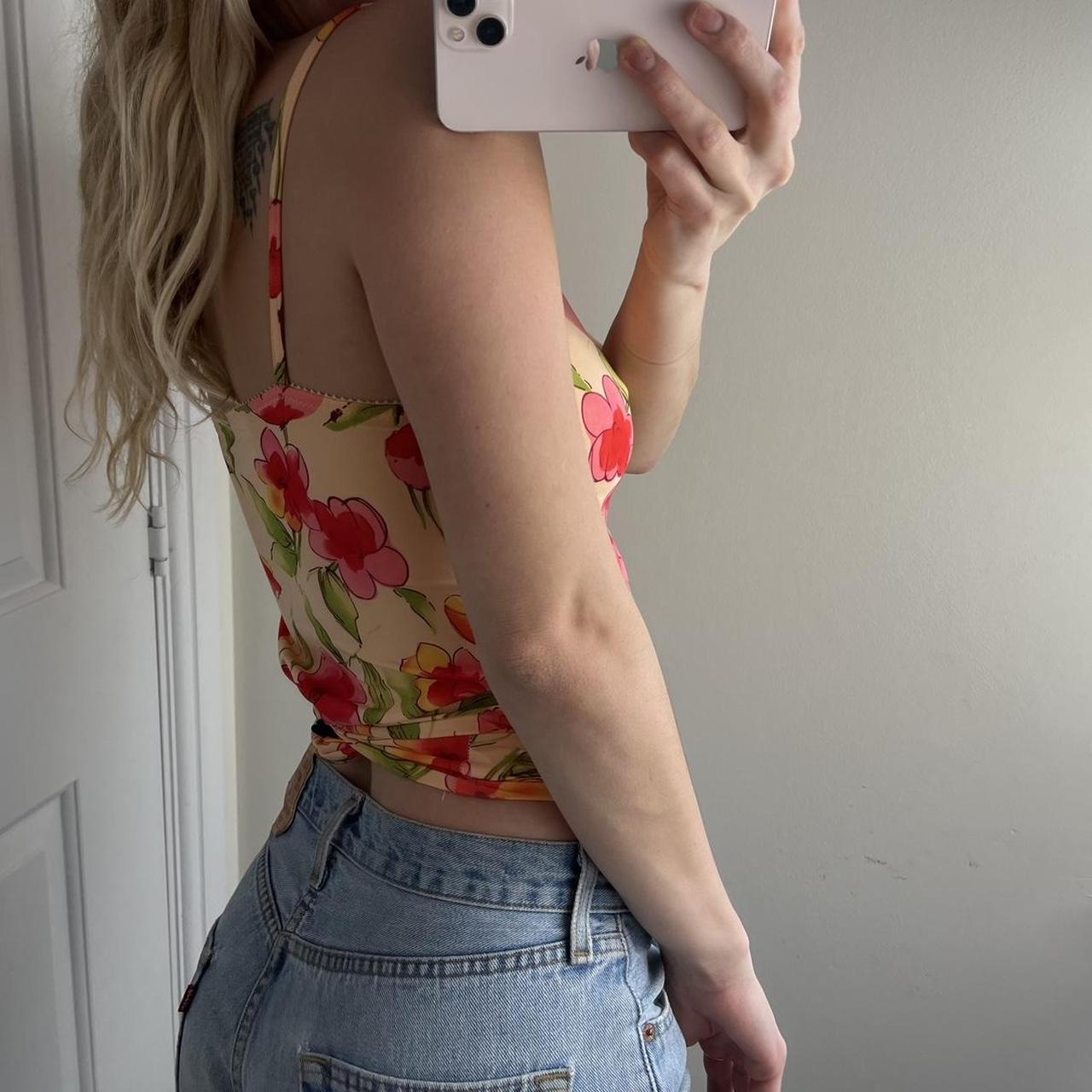 Women's Pink and Orange Top Depop