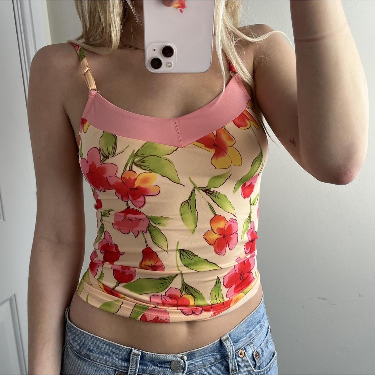 Women's Pink and Orange Top Depop