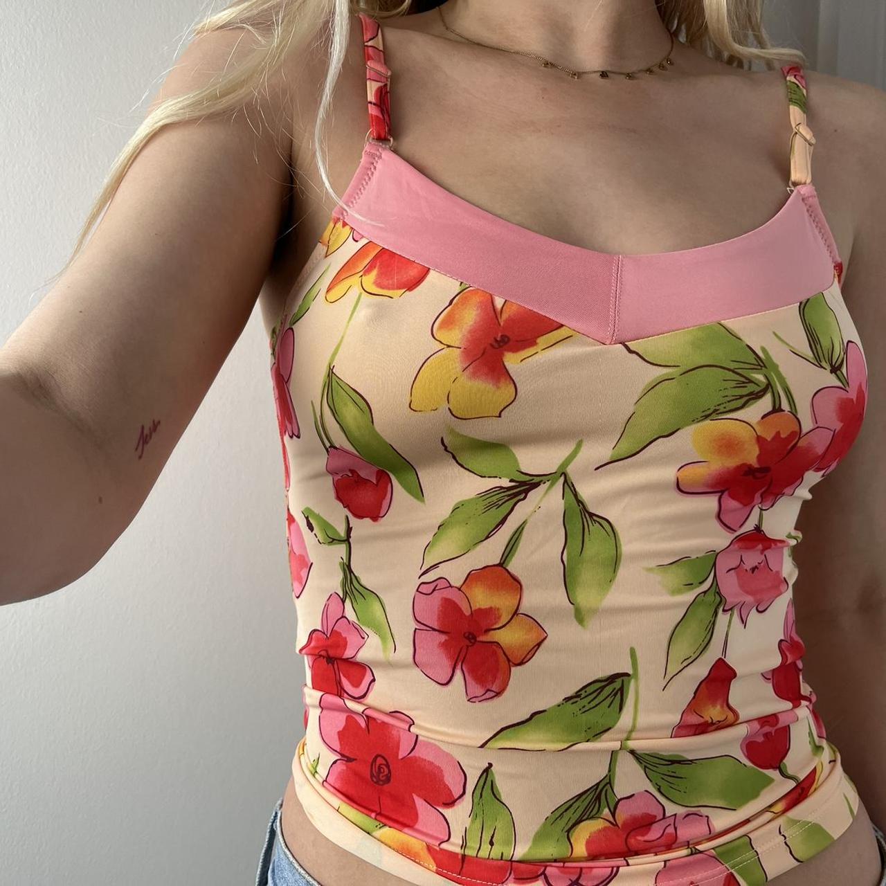 Women's Pink and Orange Top Depop