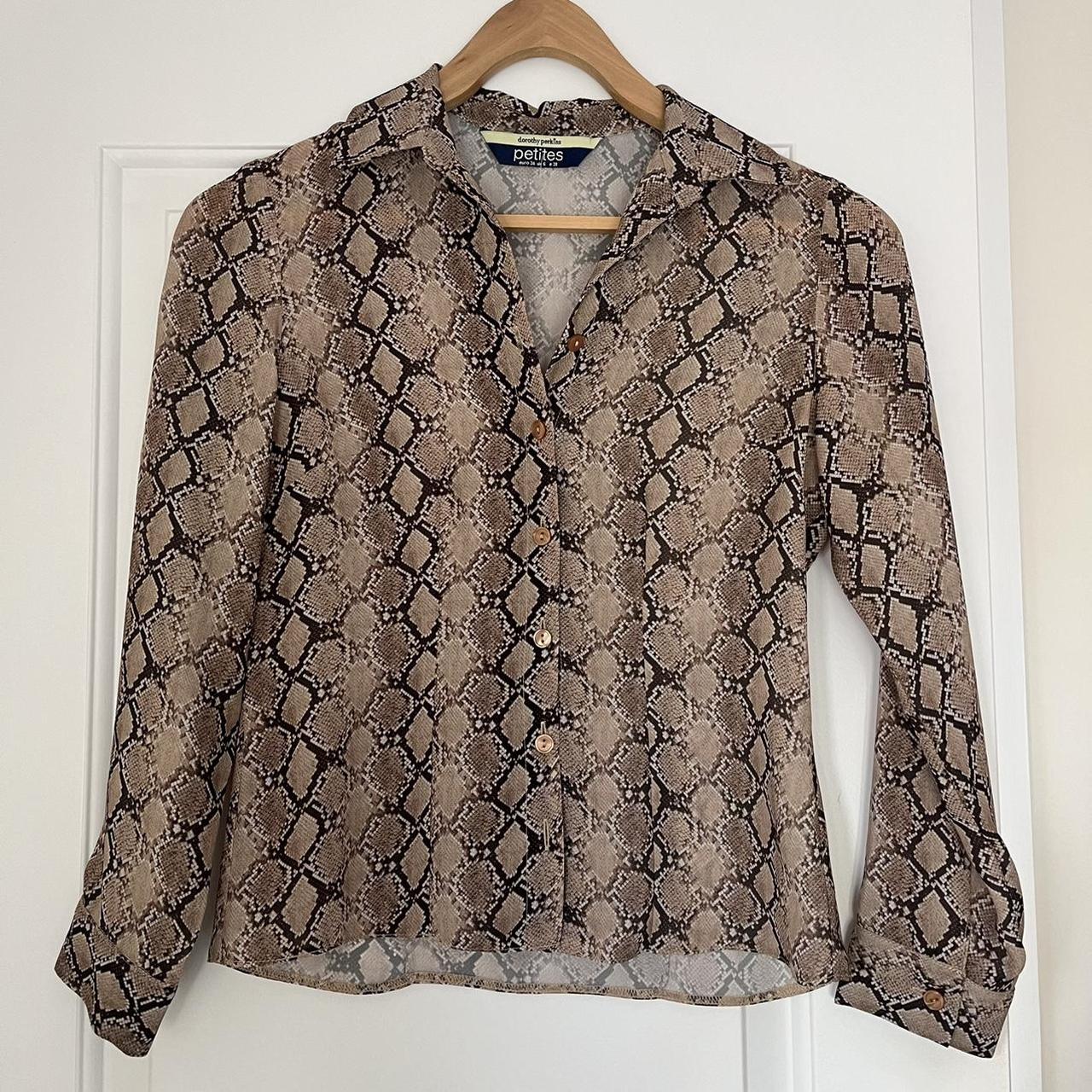 Dorothy Perkins Women's Brown and Tan Blouse | Depop