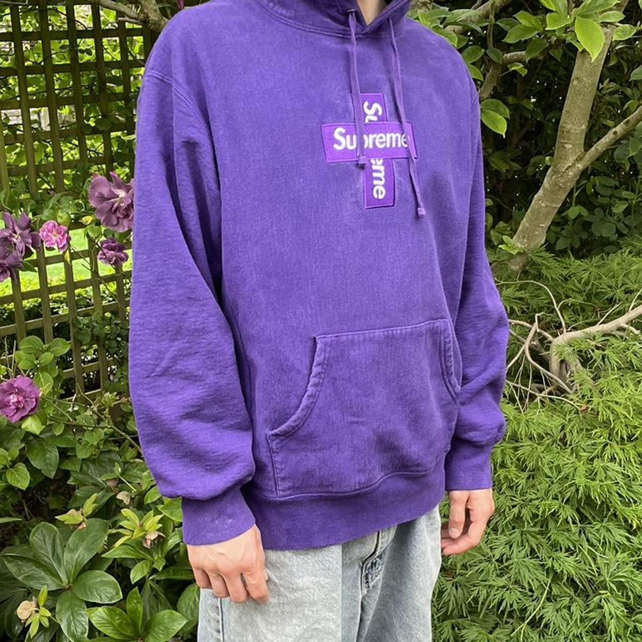 Purple Supreme FW20 Cross box logo hoodie 