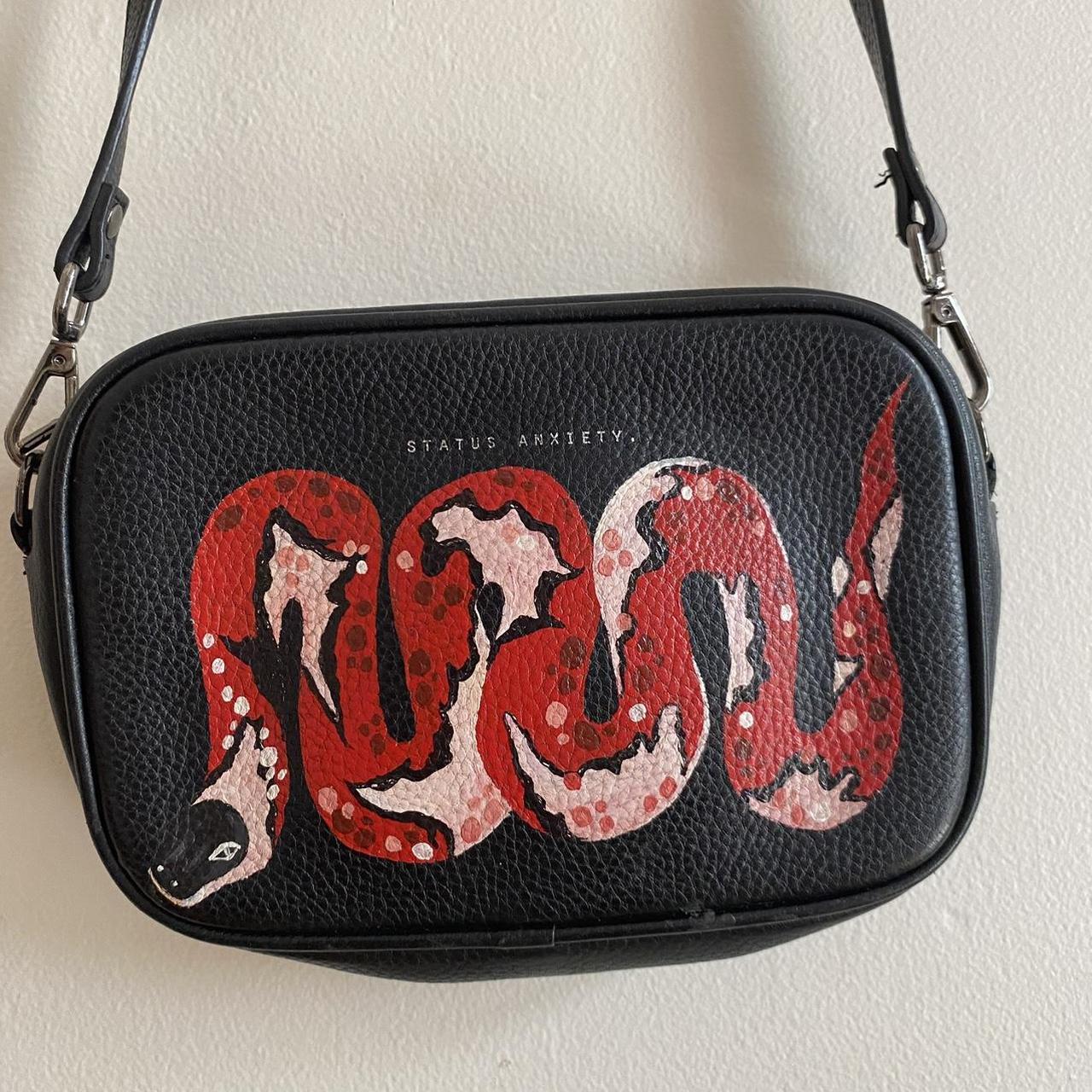 Custom Status Anxiety leather crossbody bag with... Depop