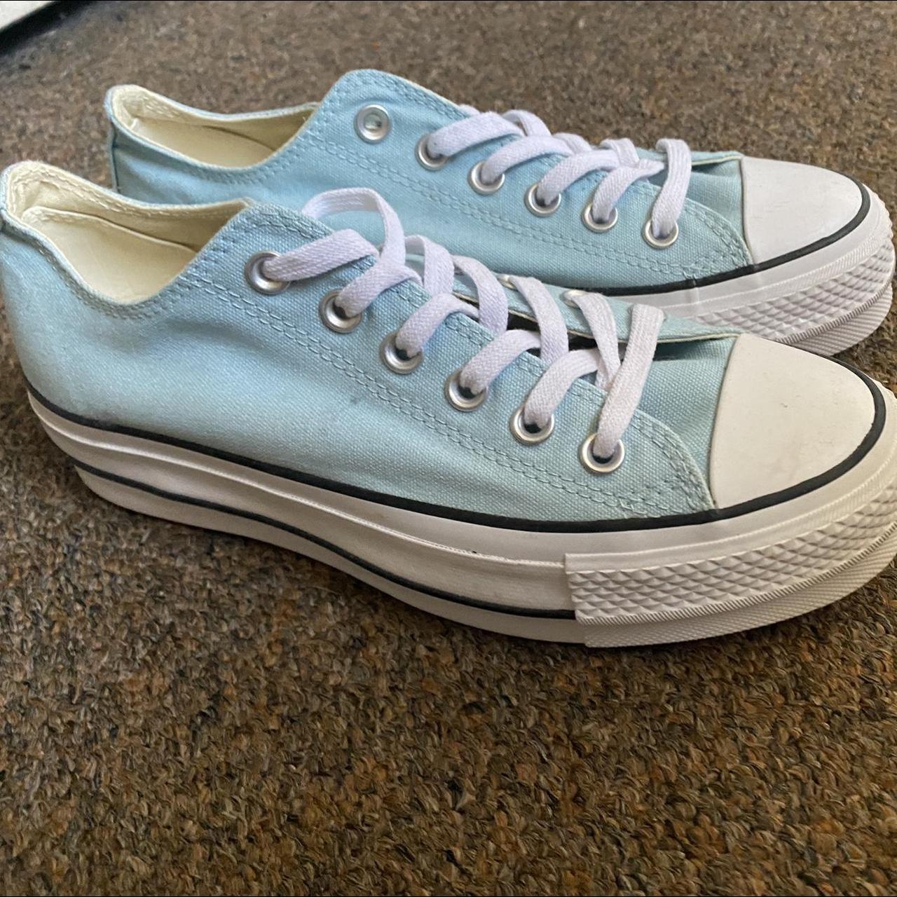 Converse Women's Blue and White Trainers | Depop