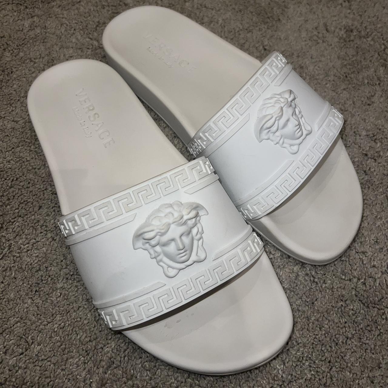 Versace white medusa sliders - genuine. Bought for... - Depop