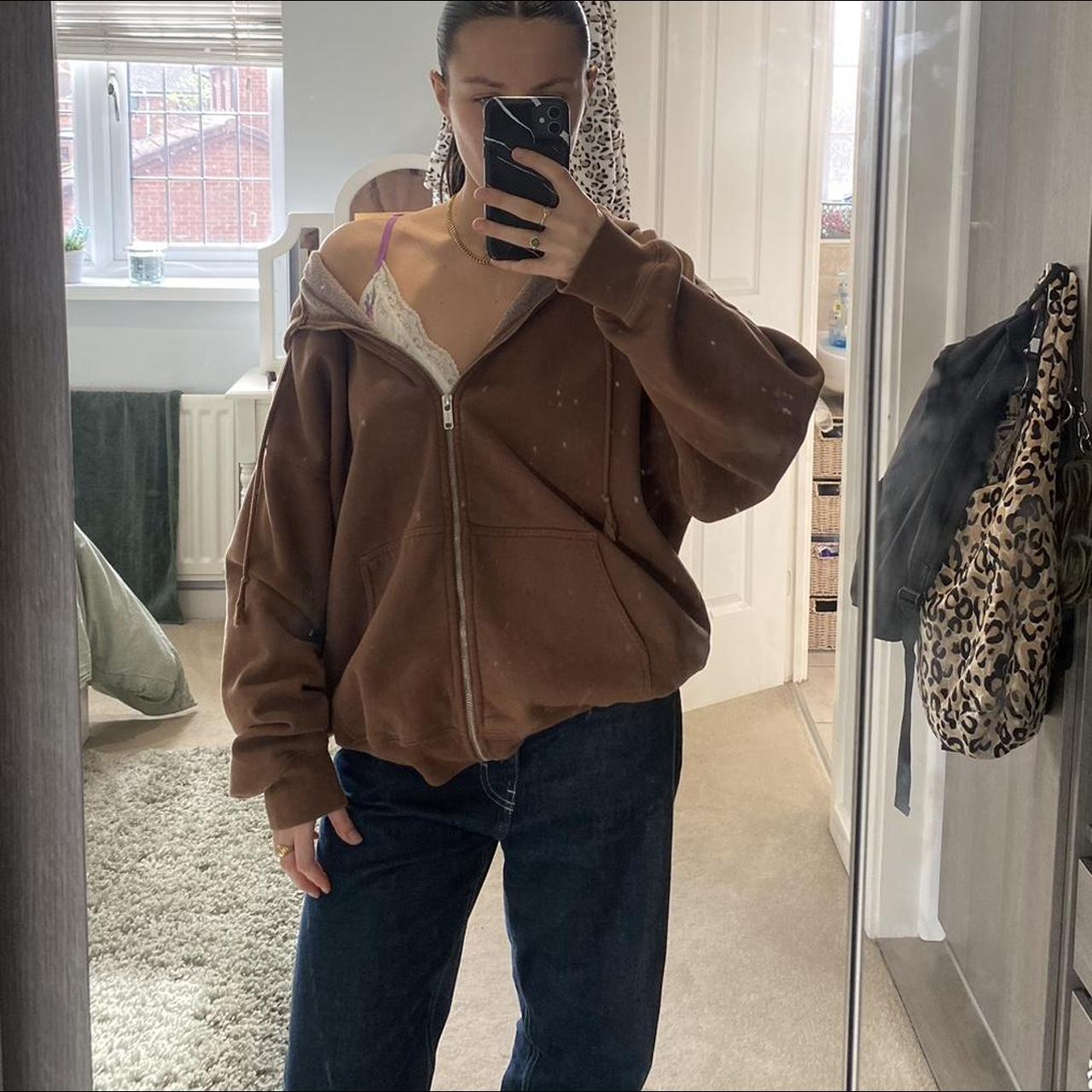 Brandy melville carla hoodie in brown One size,... Depop