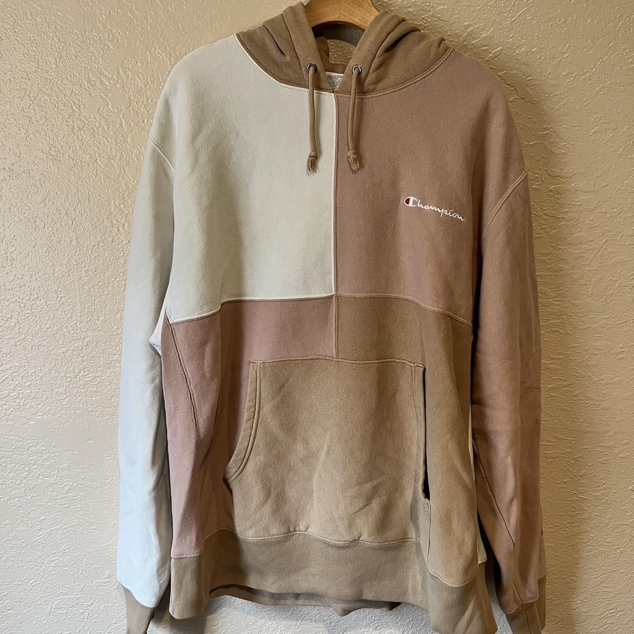 Champion Men's Cream and White Hoodie Depop