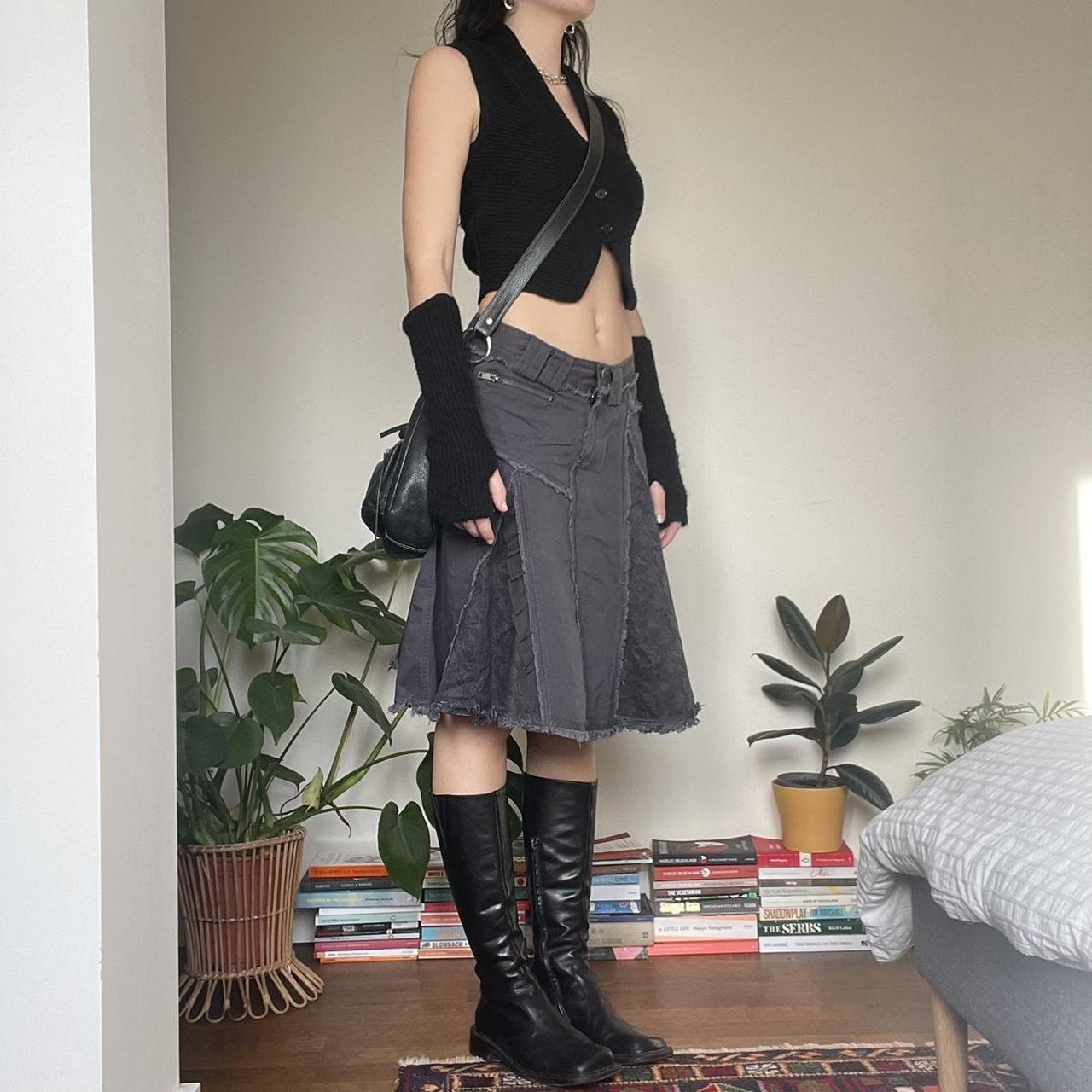 Grunge midi parachute skirt similar to cop copine... Depop