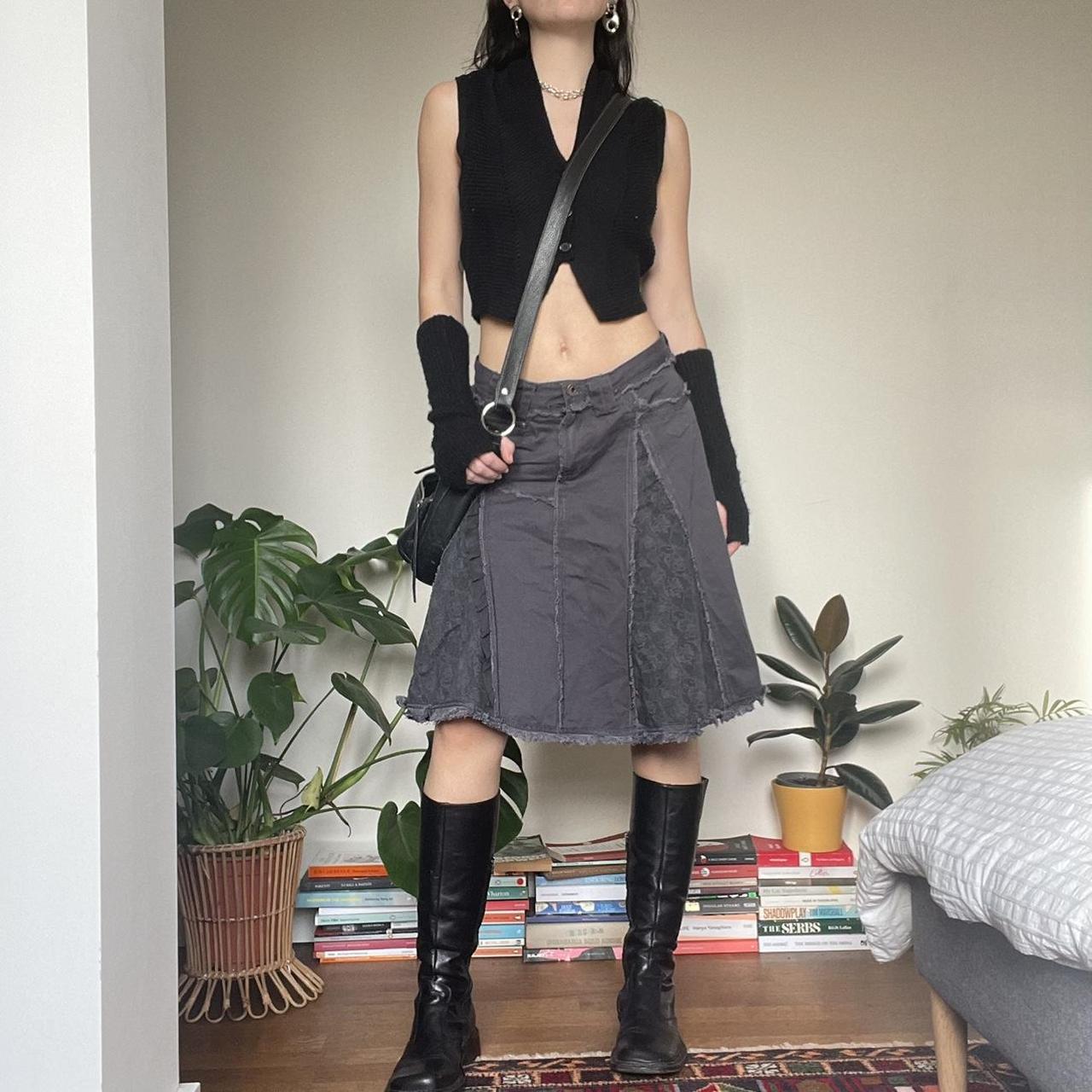Grunge midi parachute skirt similar to cop copine... Depop