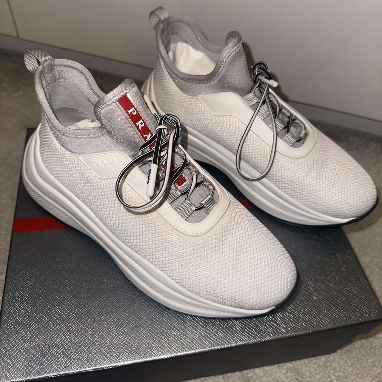 White Prada American cup sneakers size Depop
