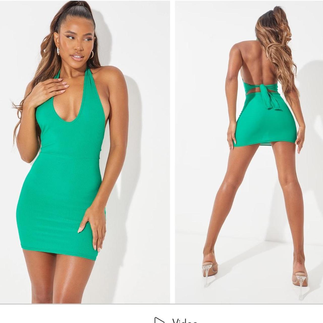 Green ribbed bodycon dress best sale