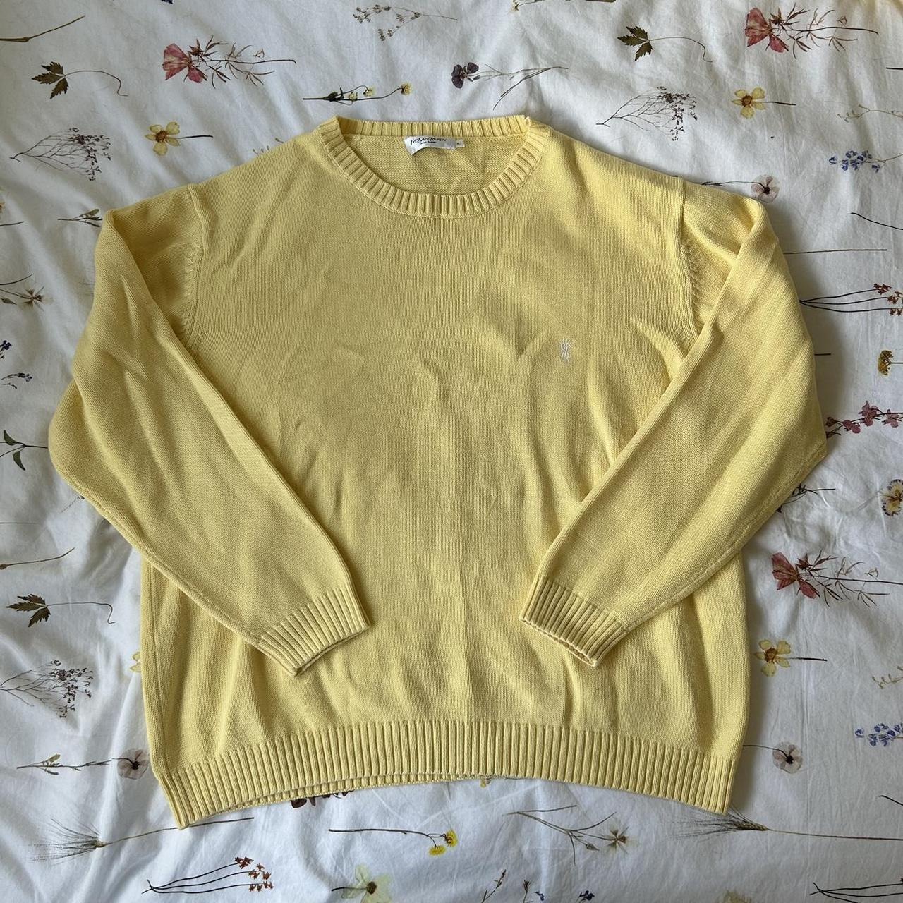 Vintage yellow ysl jumper Size XL shown on a size... - Depop