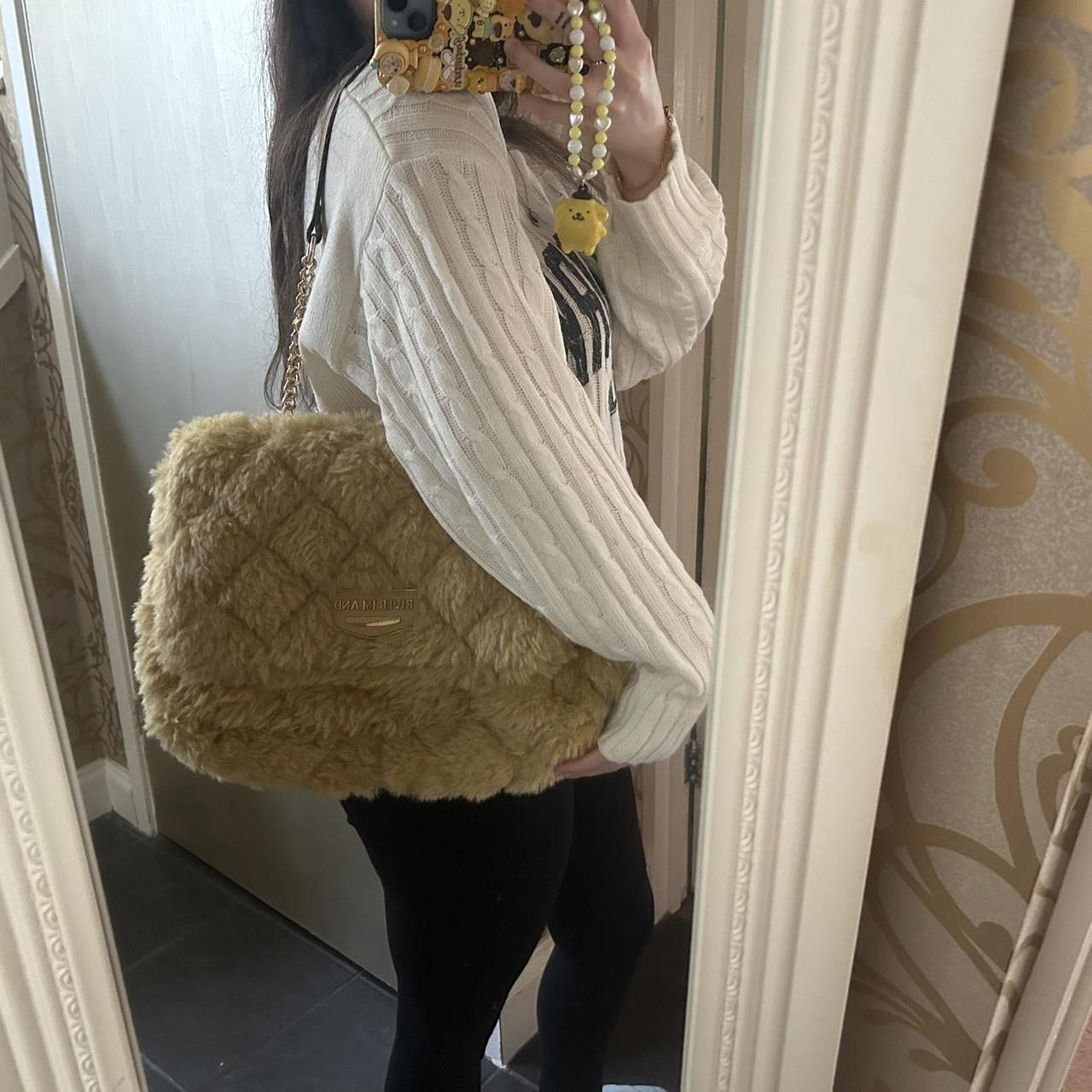 River Island yellow fur quilted shoulder bag Never. Depop