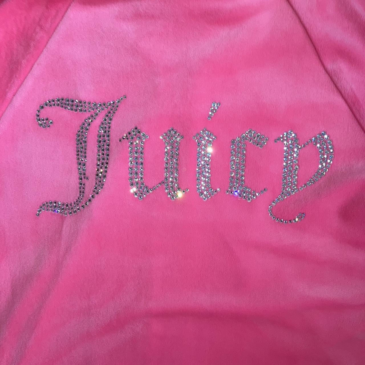 Juicy Couture neon fluorescent pink diamanté velour... - Depop