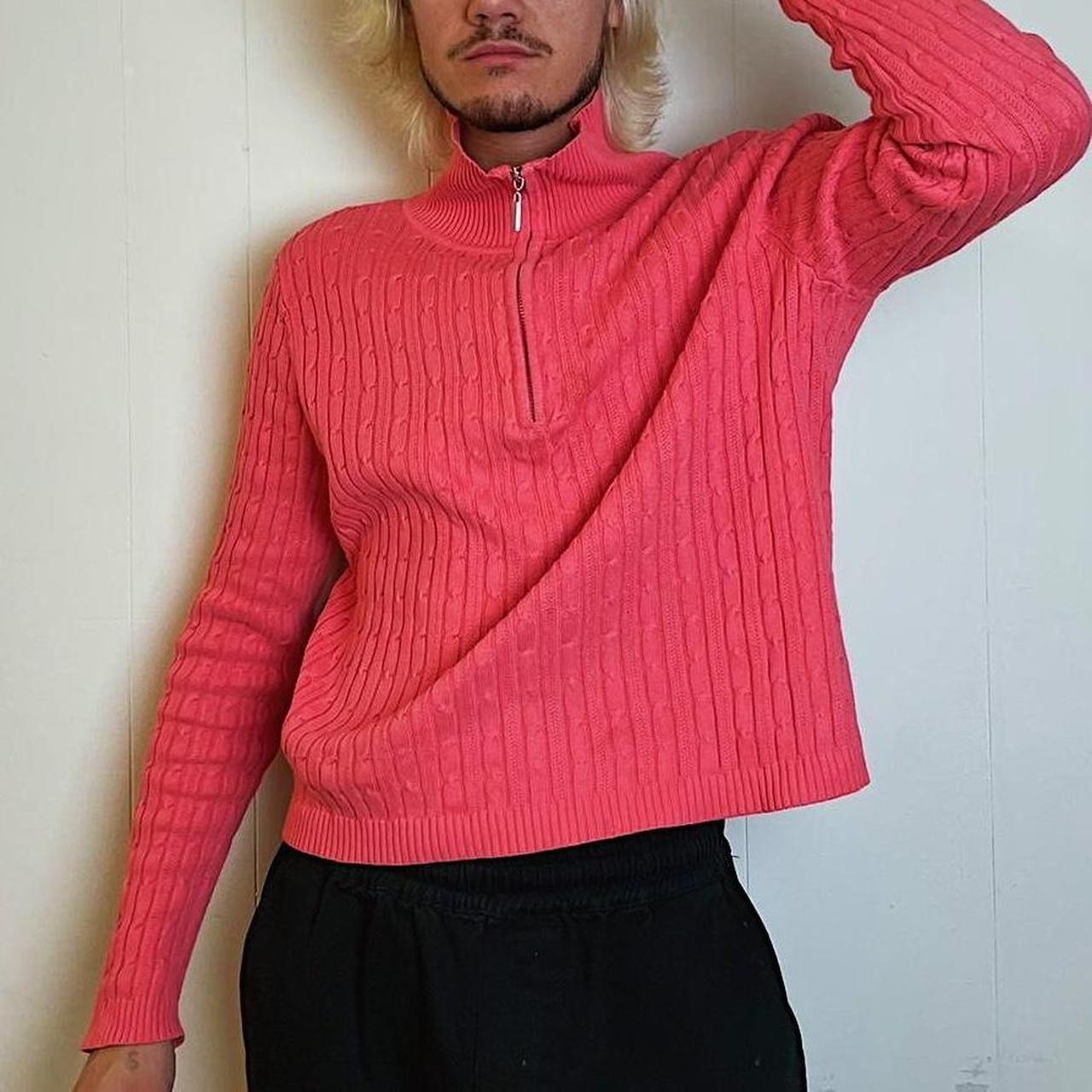 American Vintage Men's Pink Jumper Depop