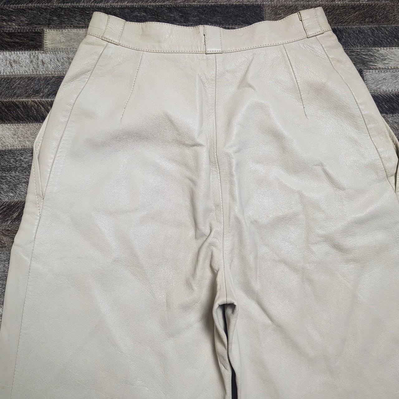 Vintage 90's Cream Leather Trousers Size 🏷 26