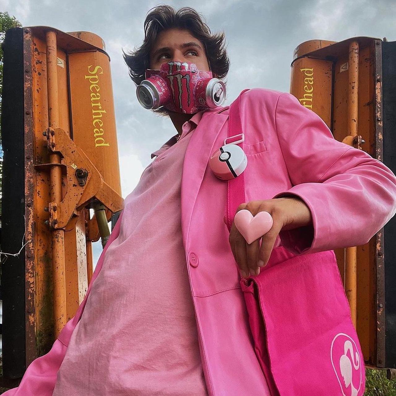 Pink Vegan Faux Leather Oversized Pink Suit,