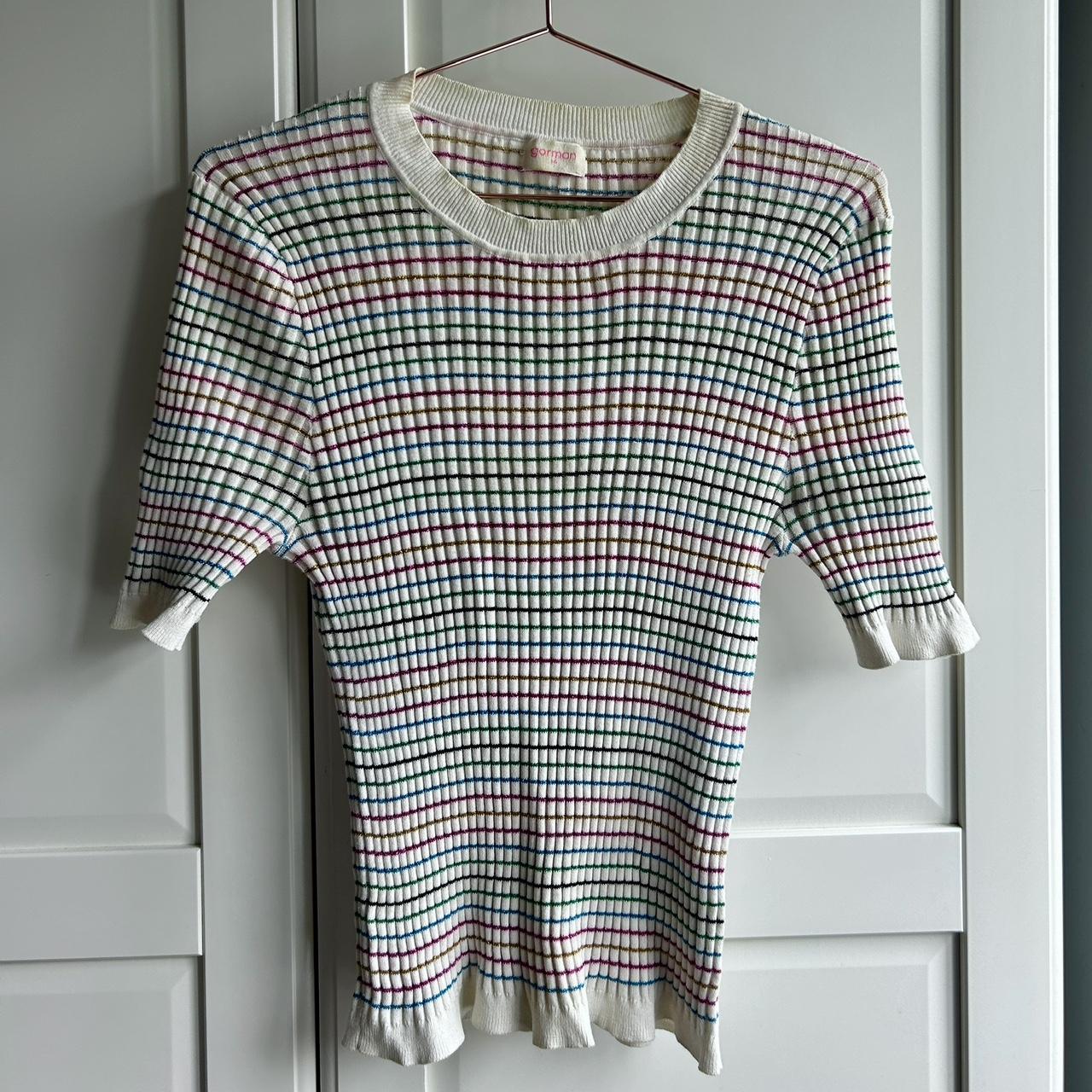 Gorman Rainbow Knit Top White and rainbow striped. Depop