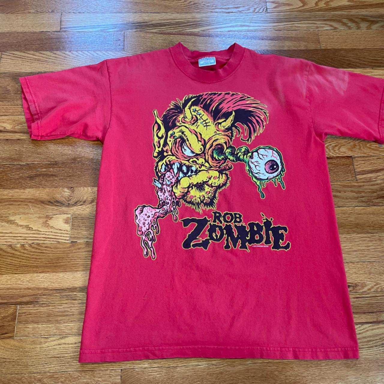 incredible 90s Rob Zombie vintage t-shirt rare red... - Depop