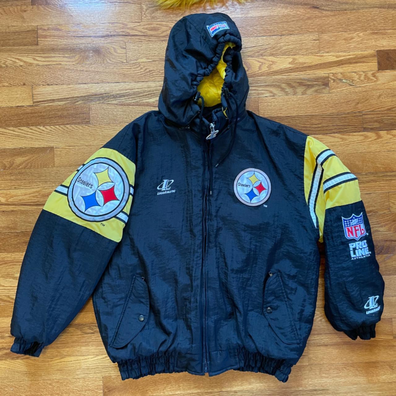 Buy the Mens Pittsburgh Steelers NFL Football Full Zip Puffer