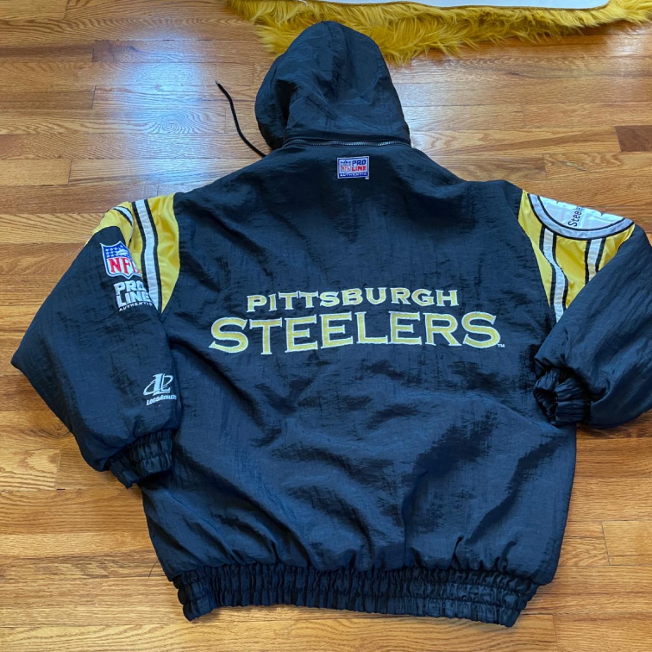 90s PITTSBURGH STEELERS LOGO ATHLETIC FULL ZIP - Depop