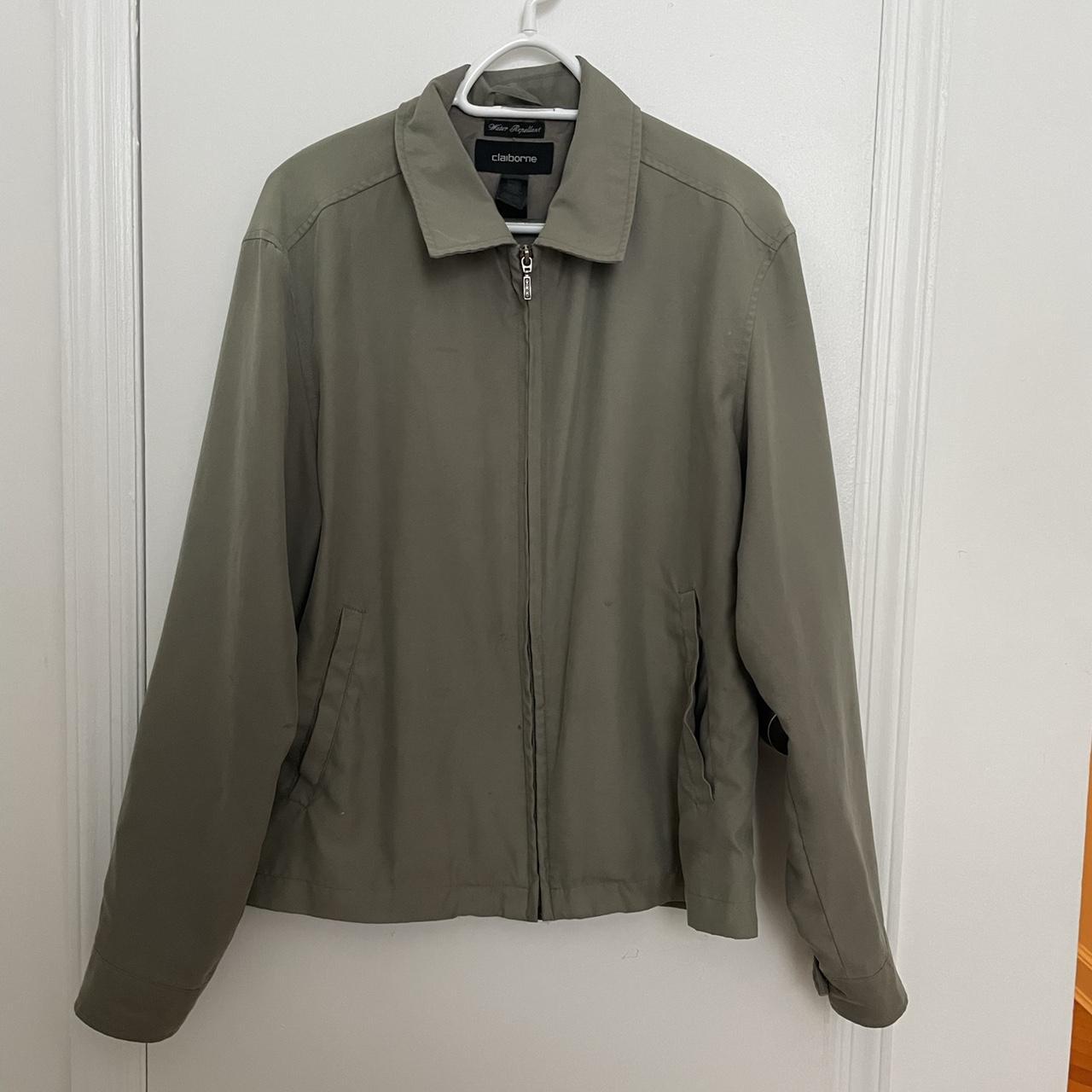 Army Green Zip-Up Collared Windbreaker Khaki... - Depop