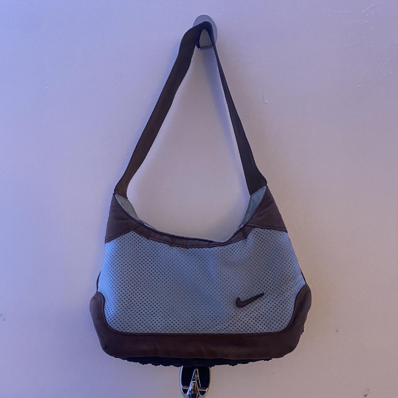 Nike baby blue and brown early 2000s mini bag in | Depop