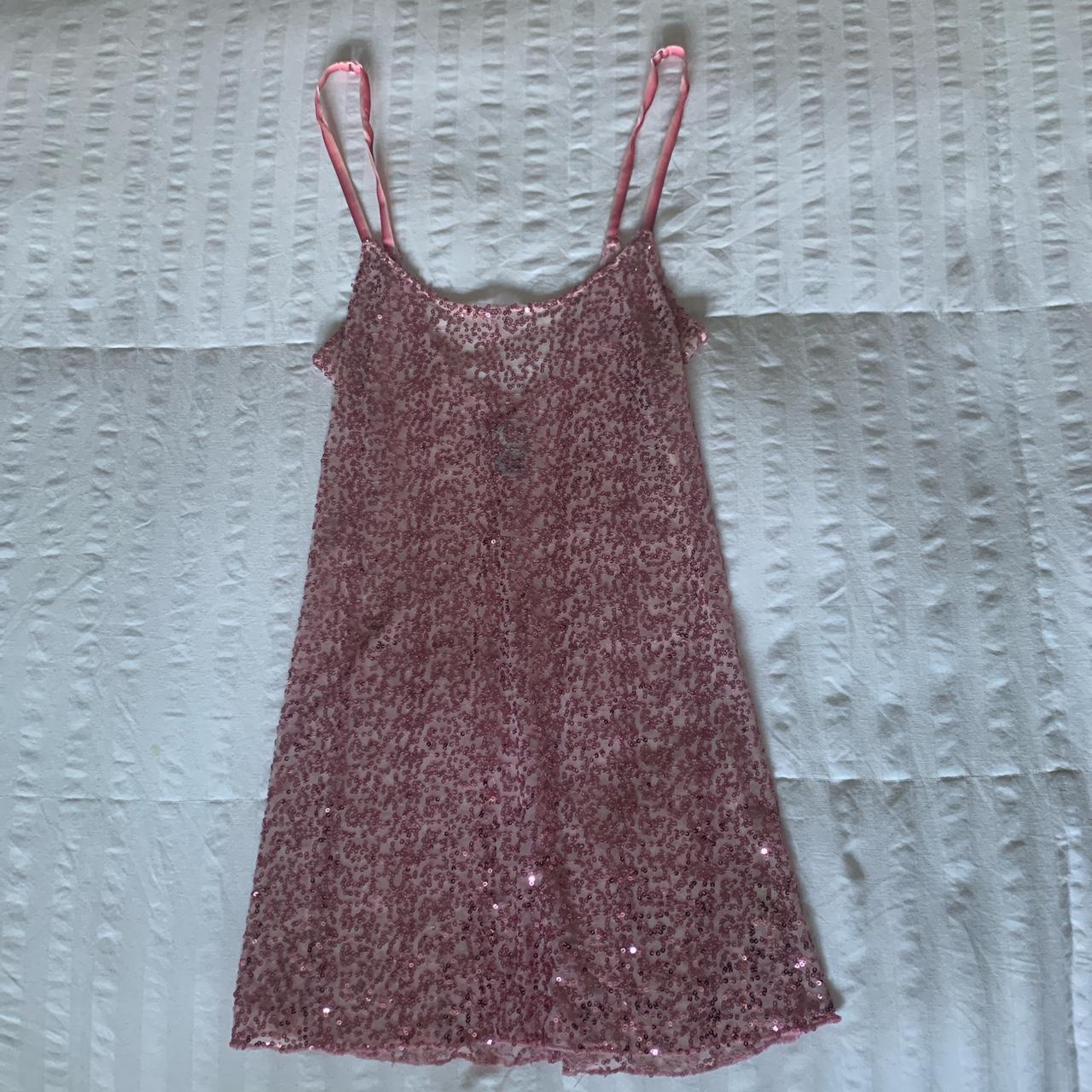 Vintage Free People Intimates Pink Sequin Dress... - Depop