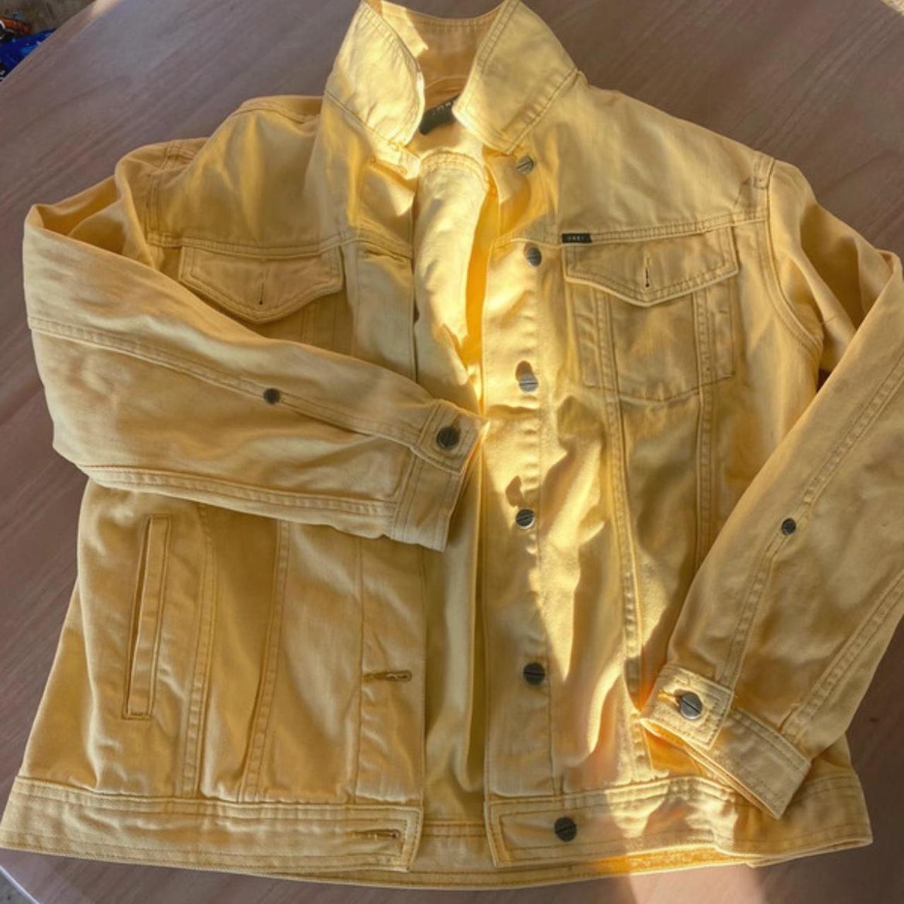 OBEY Yellow denim jacket with groovy material on