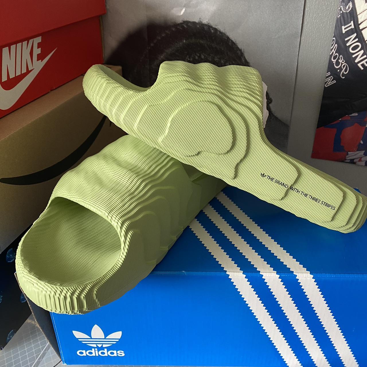 green adidas slides