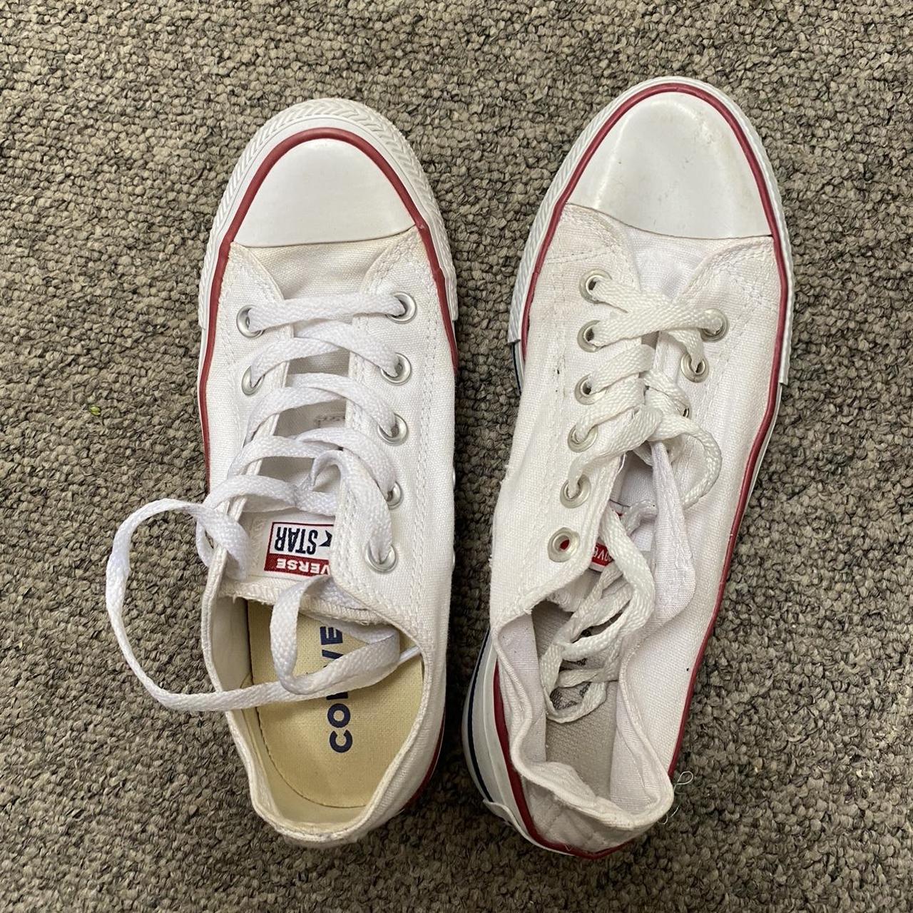 Converse Women's White and Red Trainers | Depop