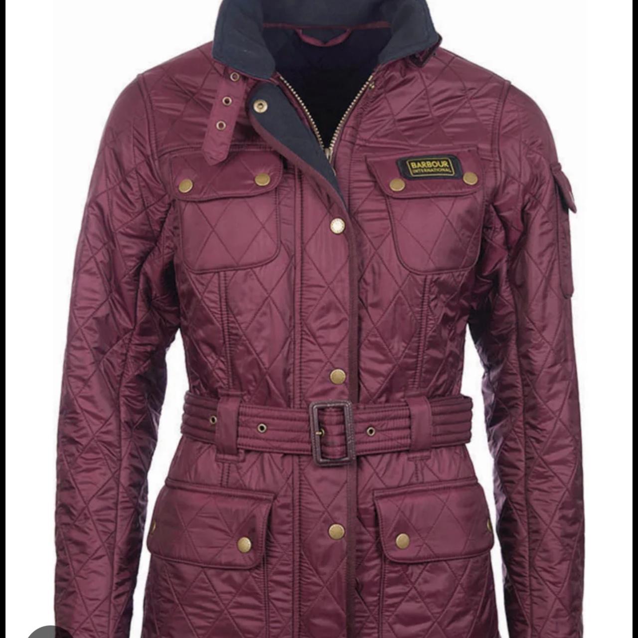 Barbour Burgundy/Merlot quilted jacket Size 10... - Depop