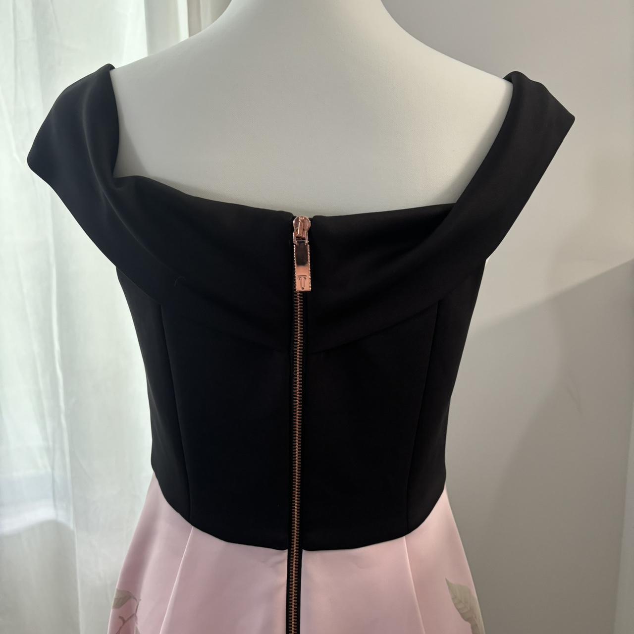 Outlet Ted Baker Black Tekeya Peach Blossom Bardot Dress