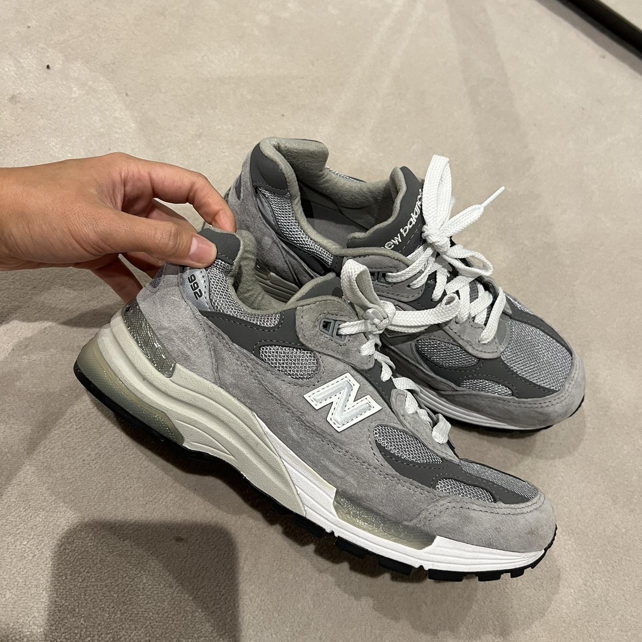 New Balance Women's Grey and White Trainers | Depop