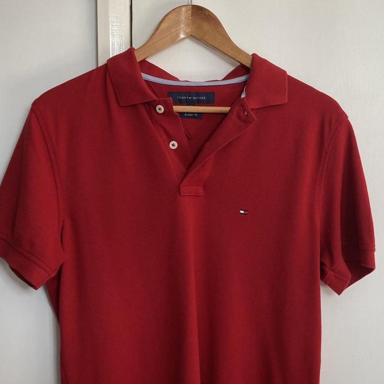 Mens Tommy Hilfiger polo shirt in Red. • Perfect... - Depop