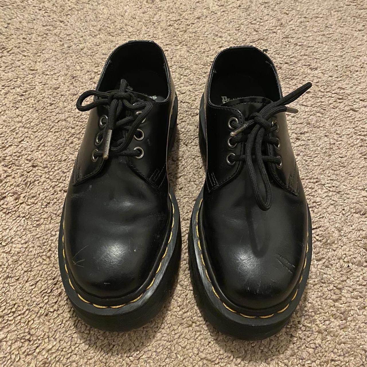 Doc Martens 1461 Quad. Smooth black leather platform... - Depop