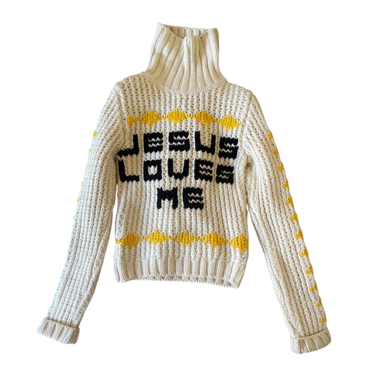 Women's Dsquared2 “Jesus loves me” Cream knit | Depop