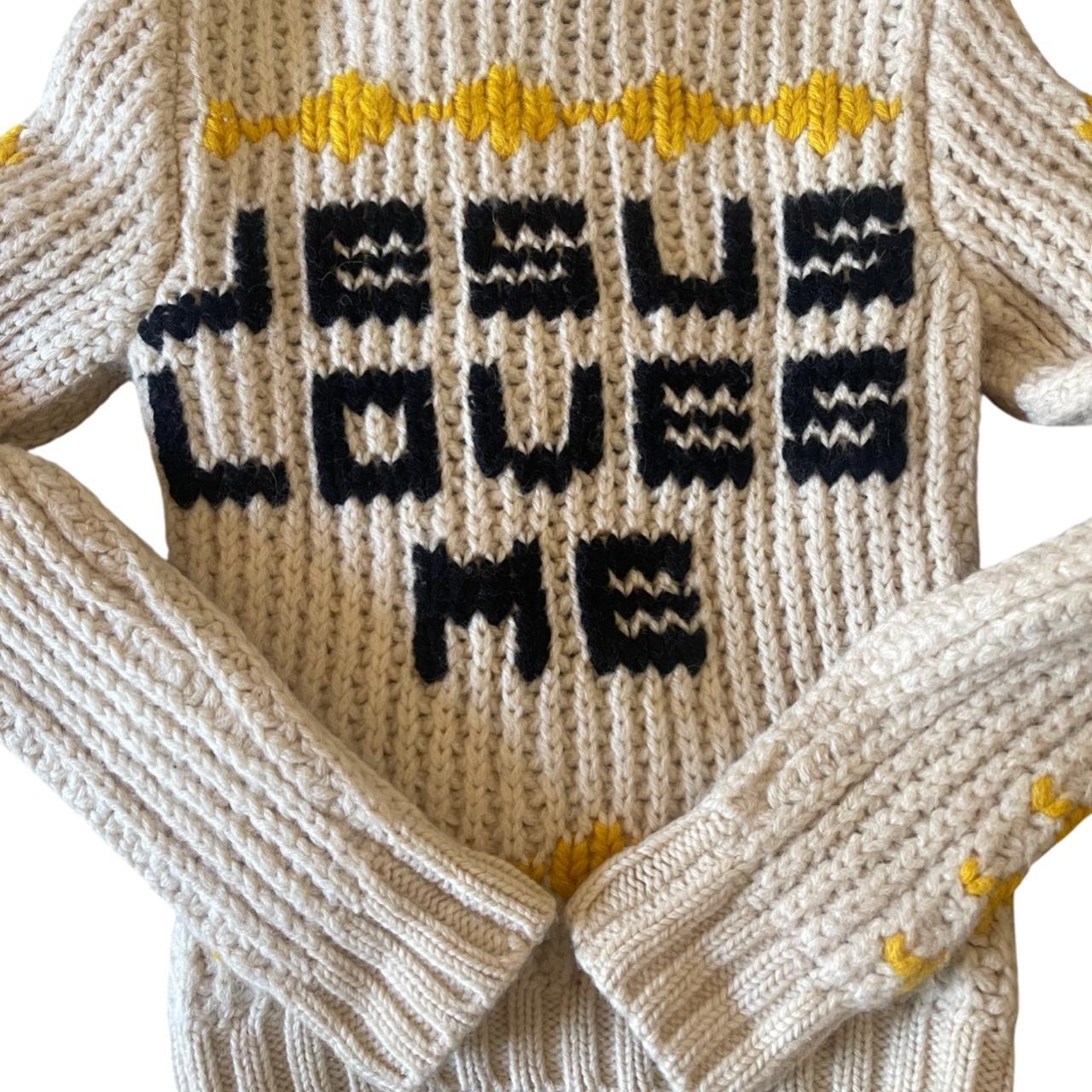 Women's Dsquared2 “Jesus loves me” Cream knit | Depop