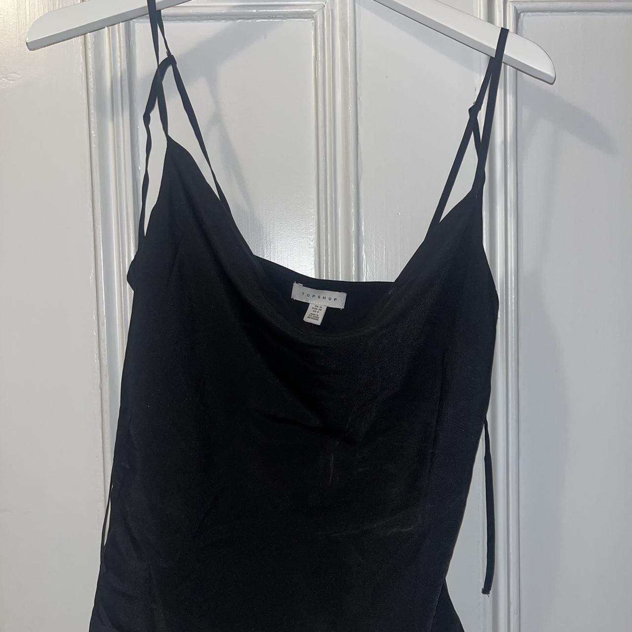 Black strappy cowl neck topshop top with tie
