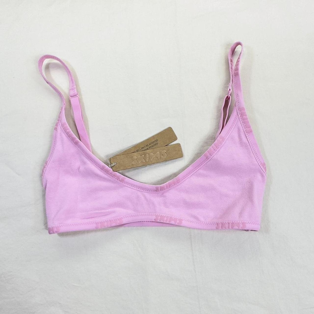 Skims Cotton Logo Scoop Neck Bralette Size: XXS... - Depop