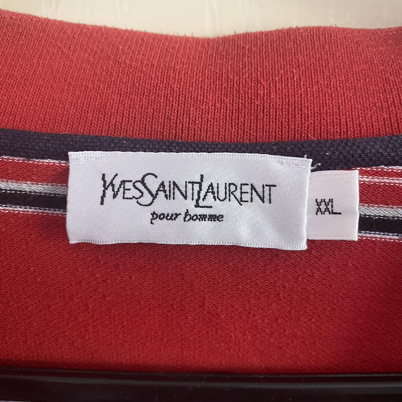Yves Saint Laurent Men's Red and Navy Polo-shirts | Depop