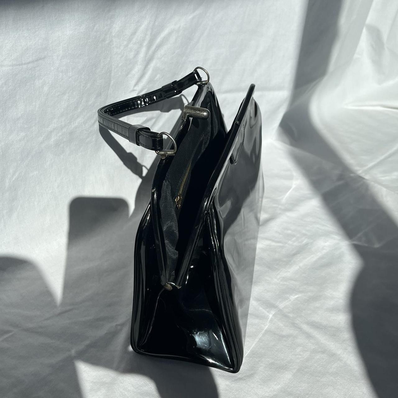 Gorgeous black vinyl purse with silver hardware ♡... - Depop