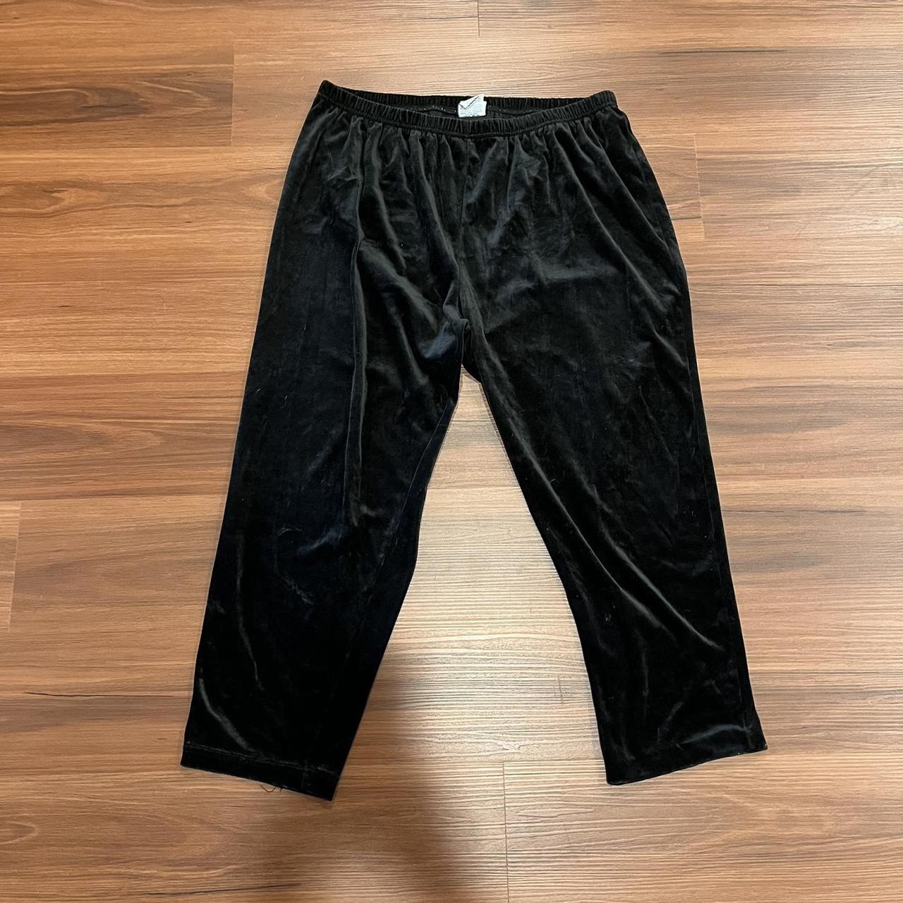 Black velvet stretchy pants Depop
